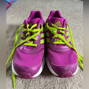 Adidas Bright Purple w/ Neon Green stripes - size 4.5